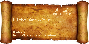 Licht Arikán névjegykártya